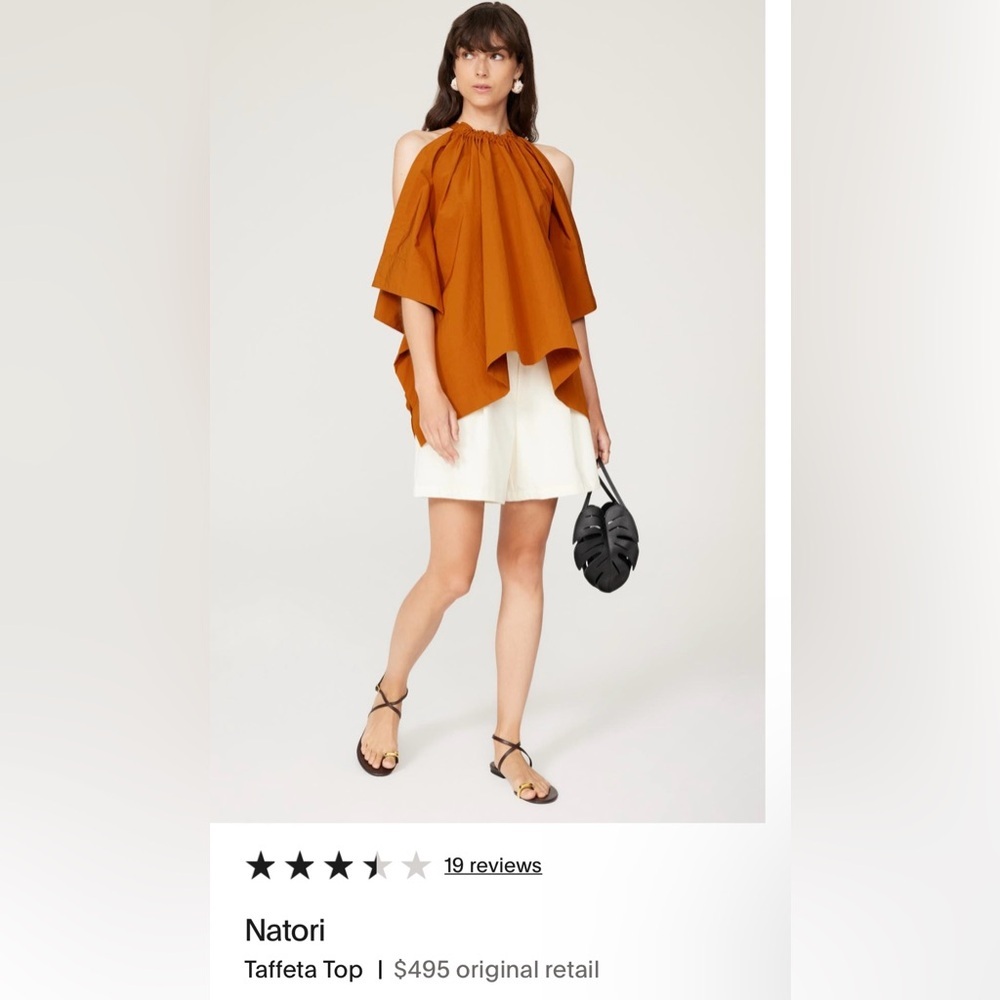 Natori Tafetta Top Burnt Orange EUC Sz S as seen on Rent the Runway MSRP $495